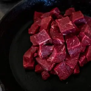 A product photograph of Tamar Beef stewing steak.