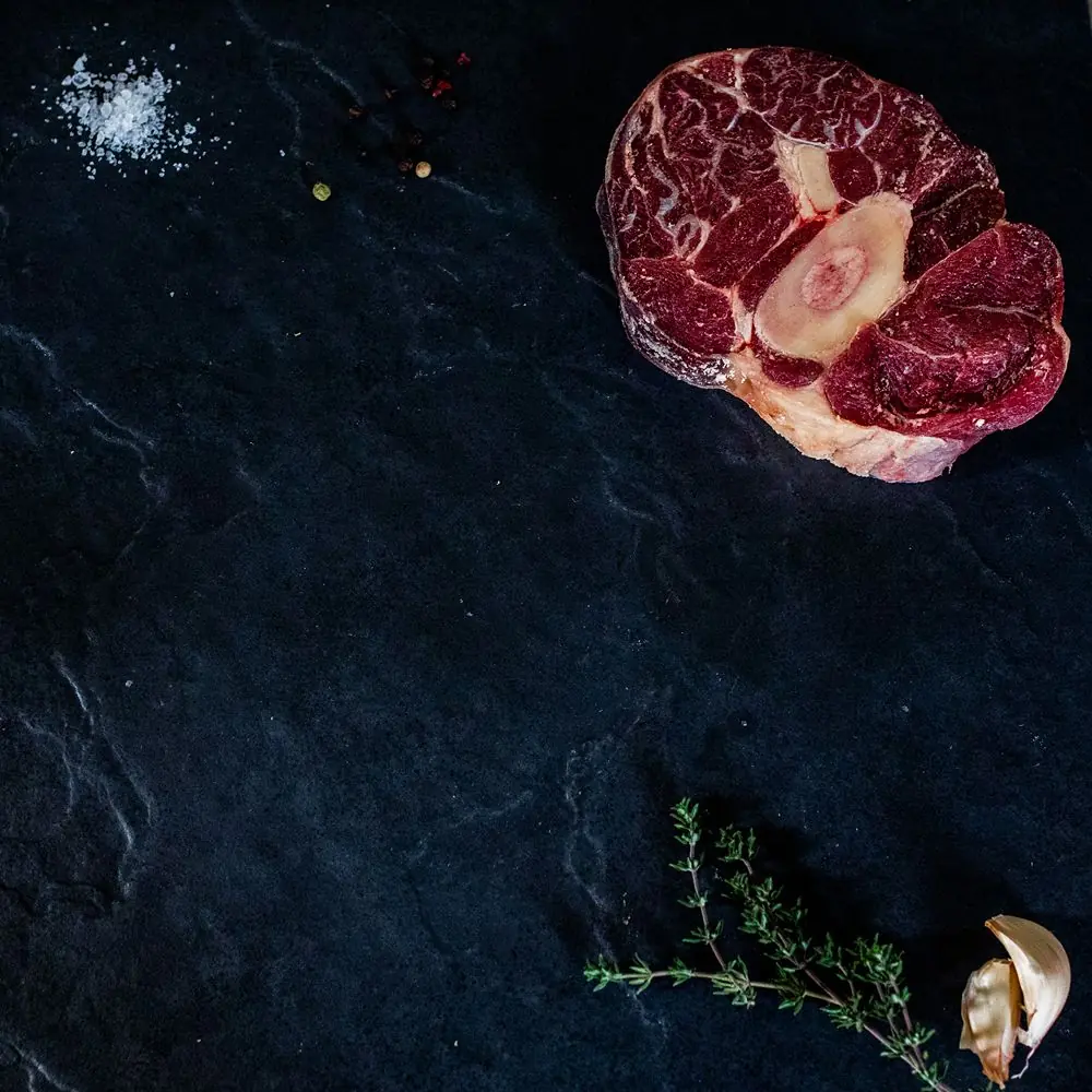A product photograph of Tamar Beef bone-in shin fillet.